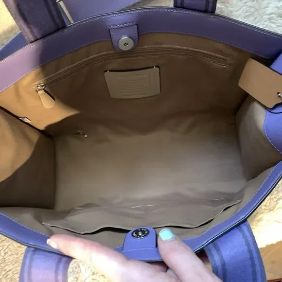 COACH Smith Tote CR101 Violet Checkerboard Print Leather Shoulder Bag - Picture 11 of 16